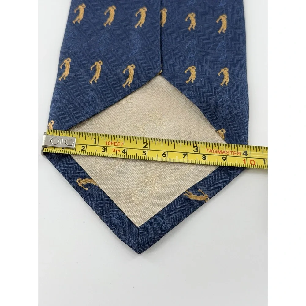 Tommy Bahama Tie Off Island 100% Silk Necktie Blue Gold Golfer Handmade USA